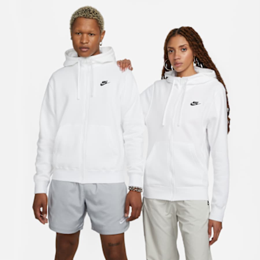 Nike Sportswear Club Fleece Erkek Full-Zip Sweatshirt - Beyaz Kombin