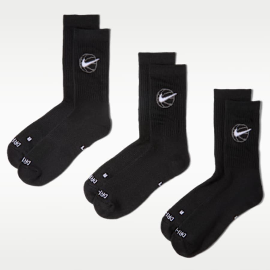 Nike Everyday Crew Basketball Çorap (3 Pair) - Siyah Kombin