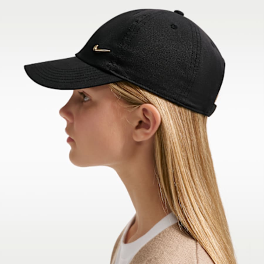 Nike Dri-FIT Club Kids' Unstructured Metal Swoosh Cap - Siyah Kombin