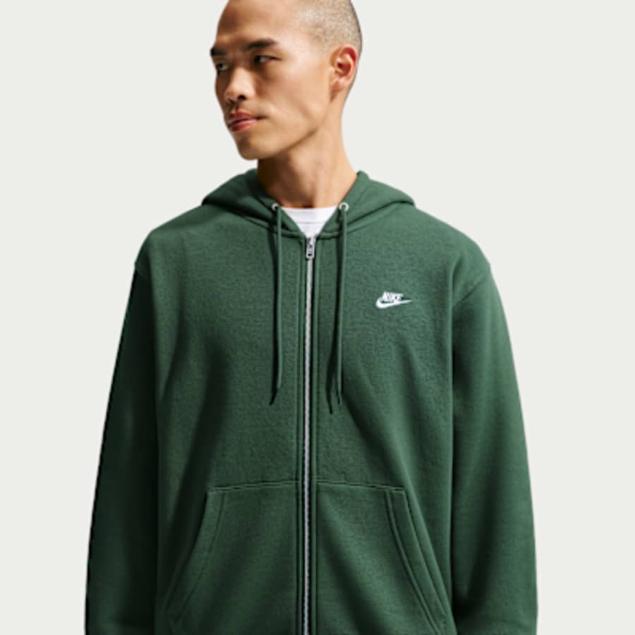 Nike Club Erkek Full-Zip Fleece Sweatshirt - Beyaz